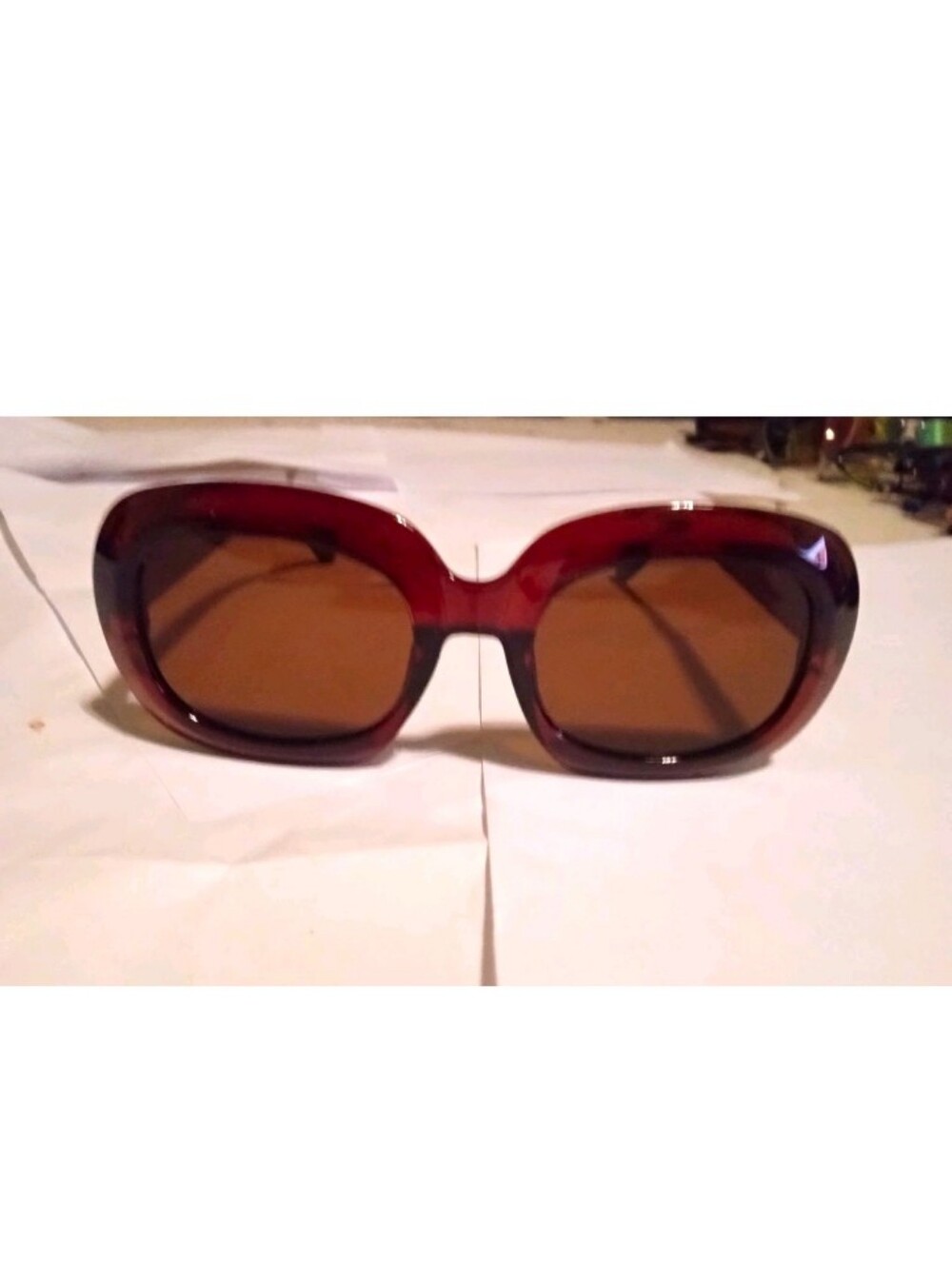 Women's Oversized Square Sunglasses Brown Plastic Frame Brown Tinted UV400
